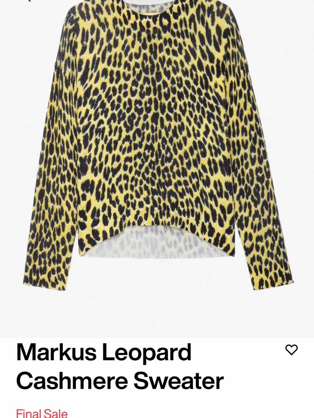 Zadig & Voltaire Yellow and Black Leopard Cashmere Sweater